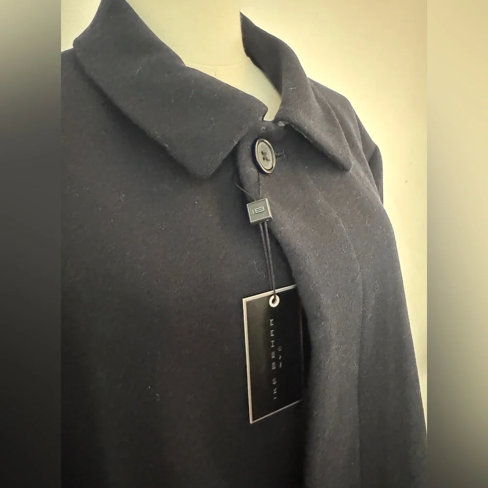 Ike Behar Men's Big Tall Navy Blue Oxford Wool Coat 54 Long - Picture 4 of 10
